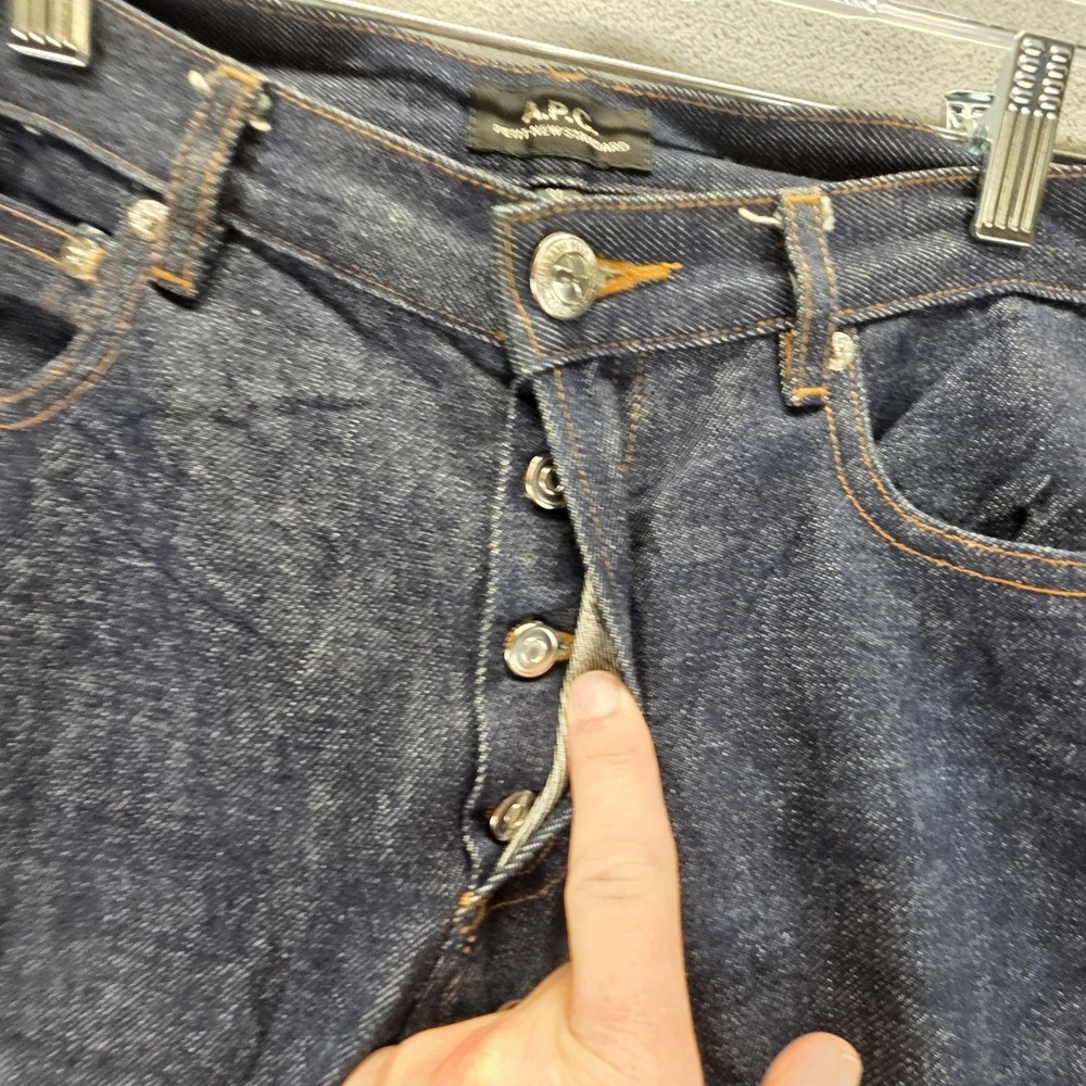 A.P.C. Jeans Mens 31x30 Blue Selvedge Petit New Standard Raw Denim Button Fly - Picture 14 of 16